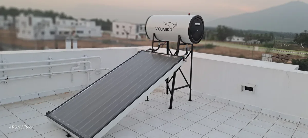 V-Guard 100 LPD solar hot water system Tamil Nadu Erode Arun Hitech