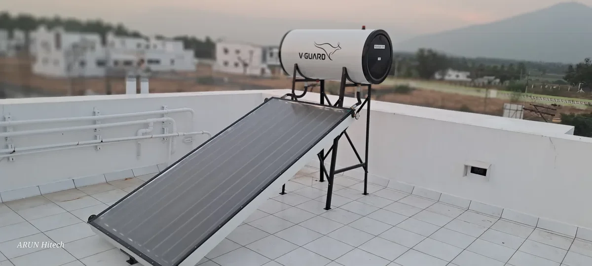 V-Guard 100L FPC solar heater Coimbatore installation