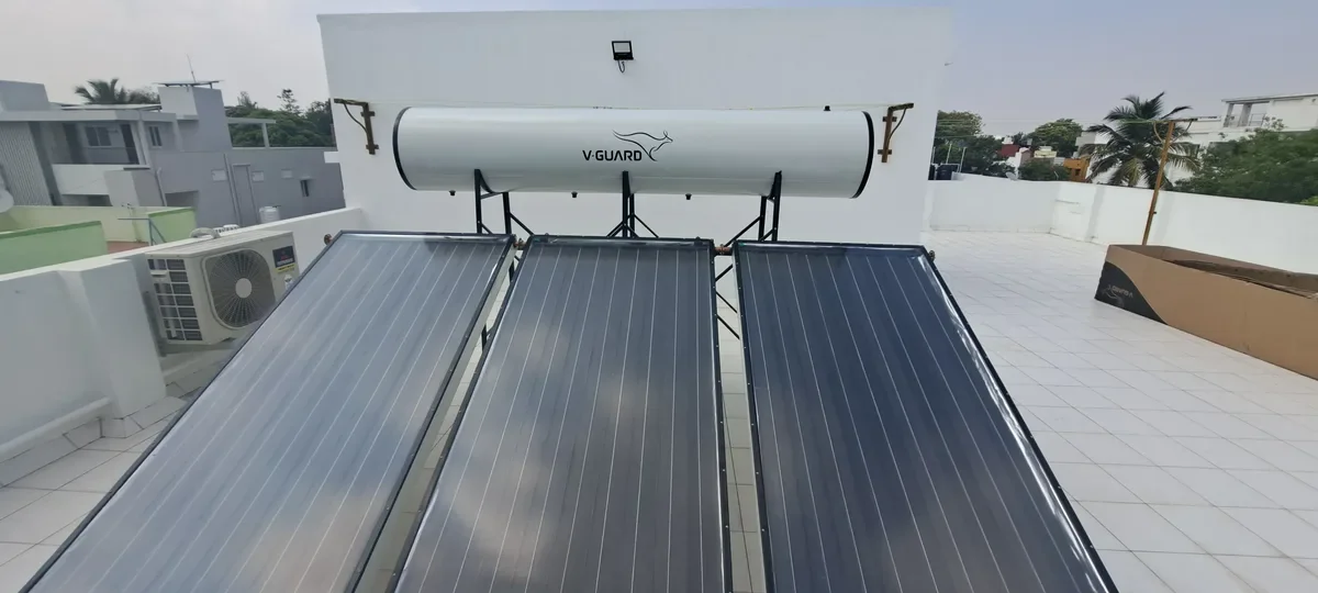 V-Guard solar water heater installation Vilankurichi Tamil Nadu by Arun Hitech