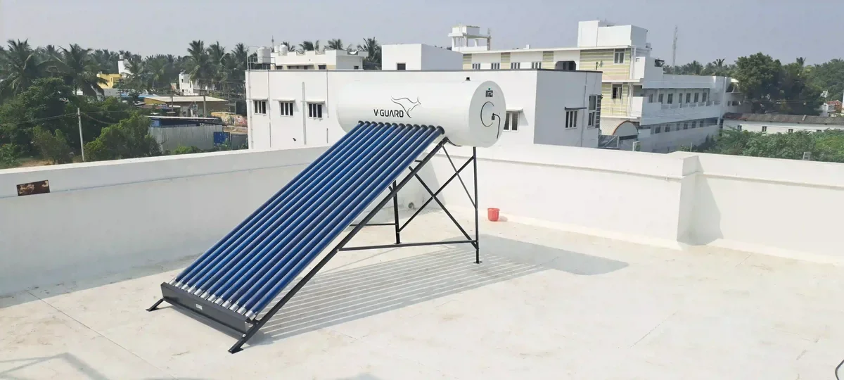 V-Guard solar water heater installation Aambothi Coimbatore by Arun Hitech