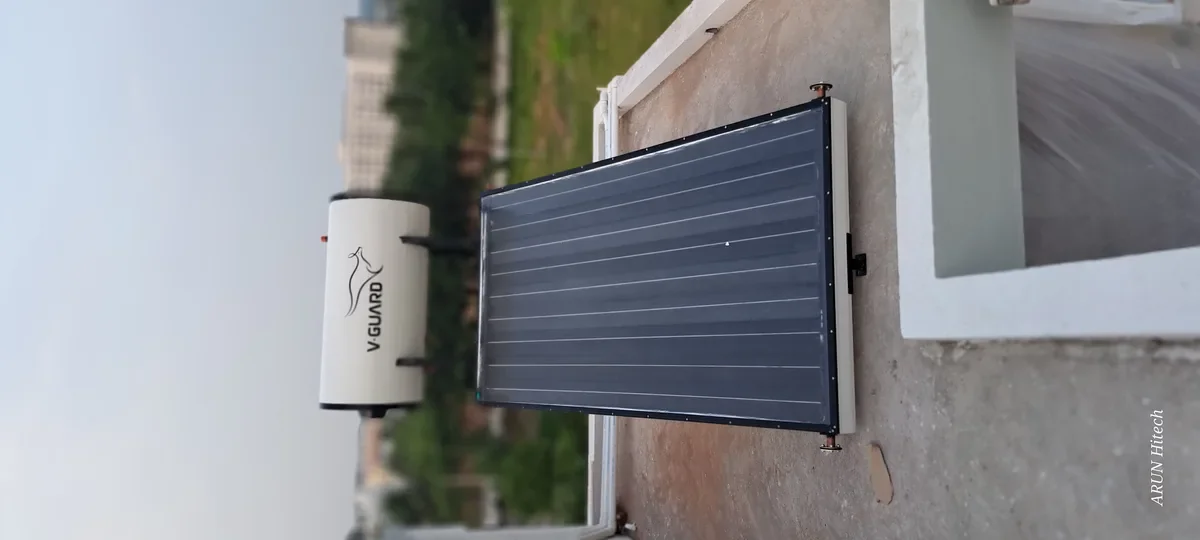Affordable V-Guard 100 LPD FPC solar water heater Coimbatore Tamil Nadu