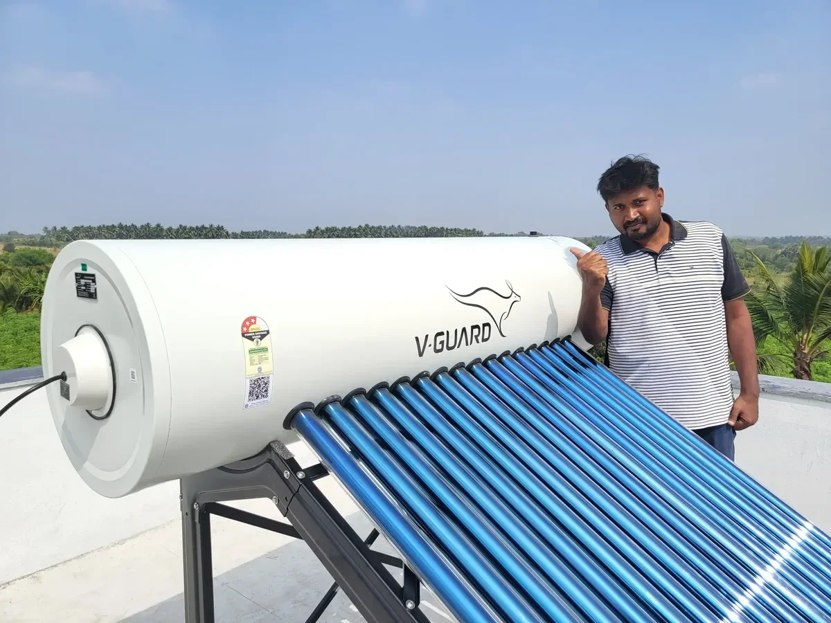 Arun Hitech owner solar water heater installation Coimbatore Tamil Nadu