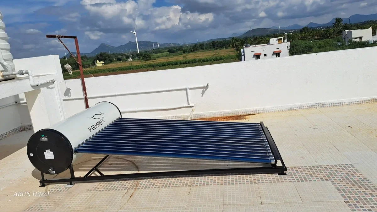 V-Guard solar water heater installation Alandurai Tamil Nadu by Arun Hitech