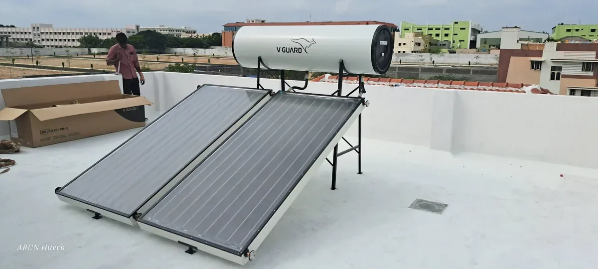 Best 200L V-Guard solar water heater Tiruppur installation