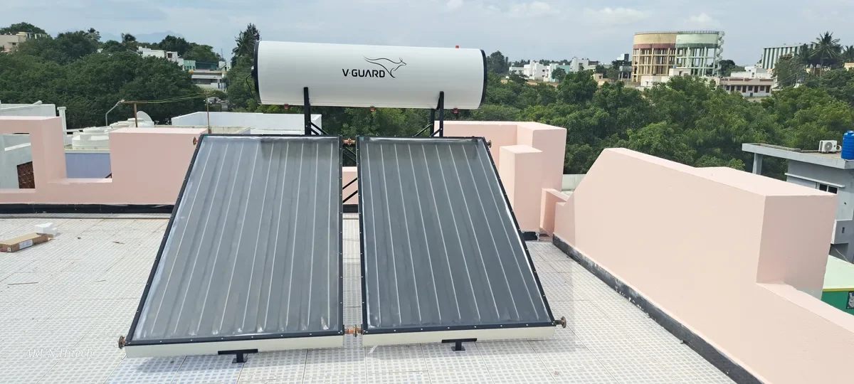 Best V-Guard FPC flat plate solar water heater Coimbatore Arun Hitech