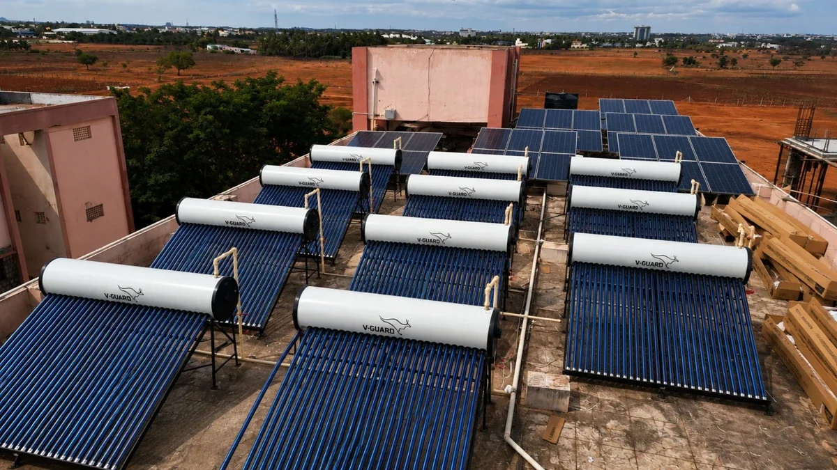 Energy saving 500L solar water heater hostel Coimbatore — Arun Hitech dealer