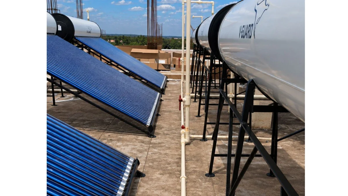 Evacuated tube 500 liter solar water heater Coimbatore — Arun Hitech dealer