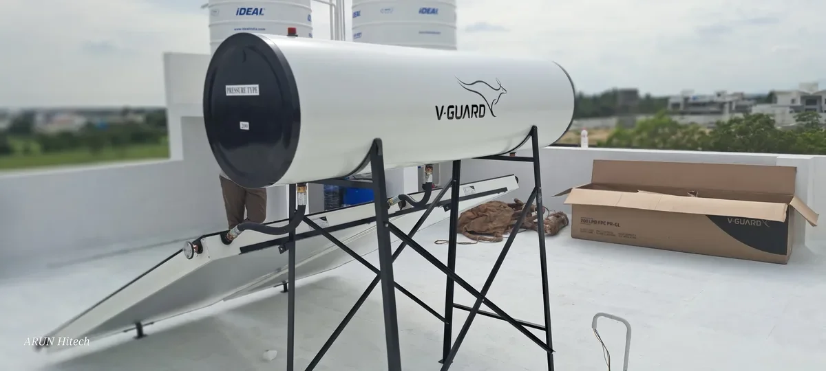 V-Guard FPC solar water heater maintenance service Tiruppur Tamil Nadu — Arun Hitech