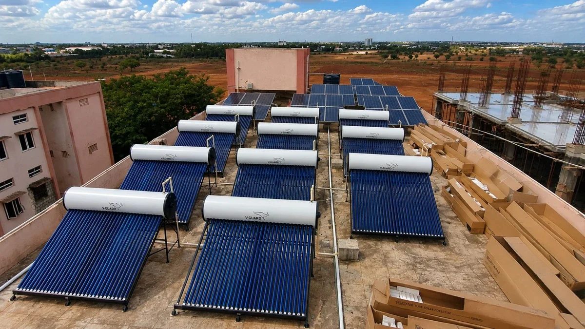 High efficiency 500L solar water heater hospital Coimbatore — Arun Hitech