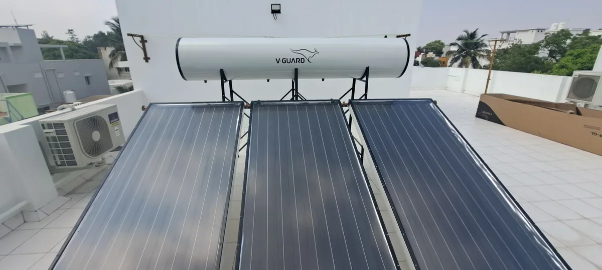 V-Guard 300 LPD hot water solar system FPC Tamil Nadu Coimbatore