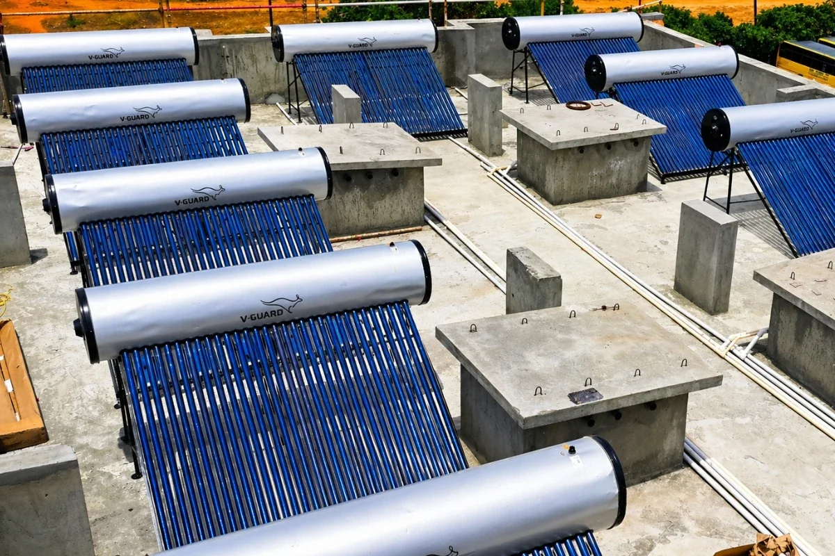 Solar water heater installation Peelamedu Coimbatore — Arun Hitech V-Guard dealer