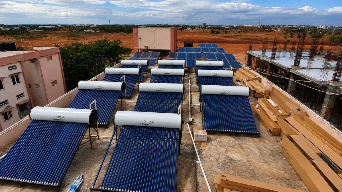 Large capacity solar water heater 500L hostel Coimbatore — Arun Hitech dealer
