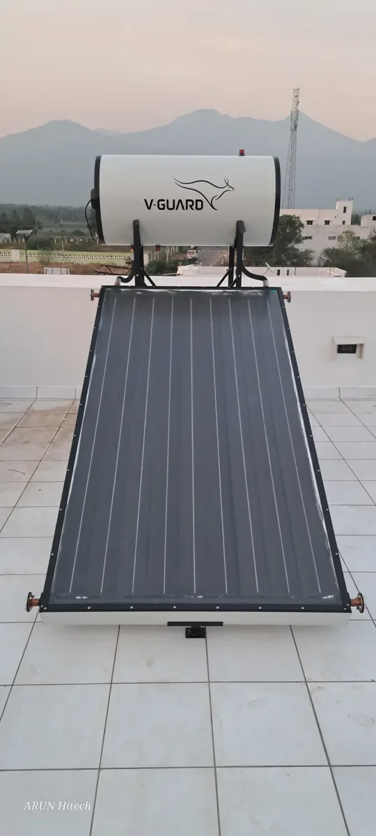 V-Guard solar water heater installation Mavuthampathi Coimbatore by Arun Hitech
