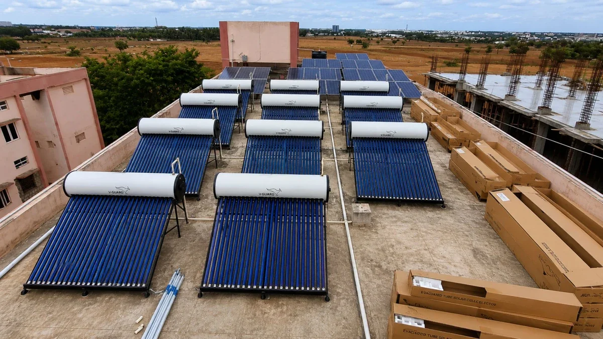 Solar hot water system 500 liter central Coimbatore — Arun Hitech dealer