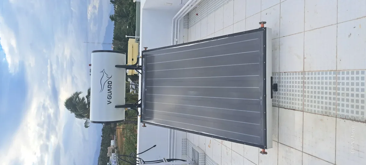 V-Guard solar water heater installation Coimbatore 100 LPD FPC Arun Hitech