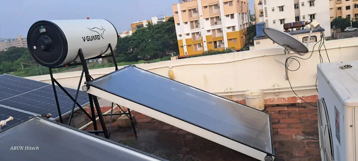V-Guard solar water heater installation Sulur Coimbatore by Arun Hitech