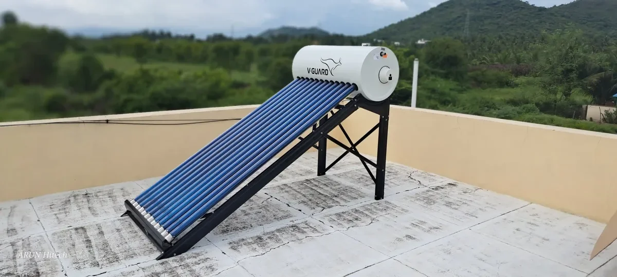 V-Guard solar water heater installation Sulur Tamil Nadu by Arun Hitech