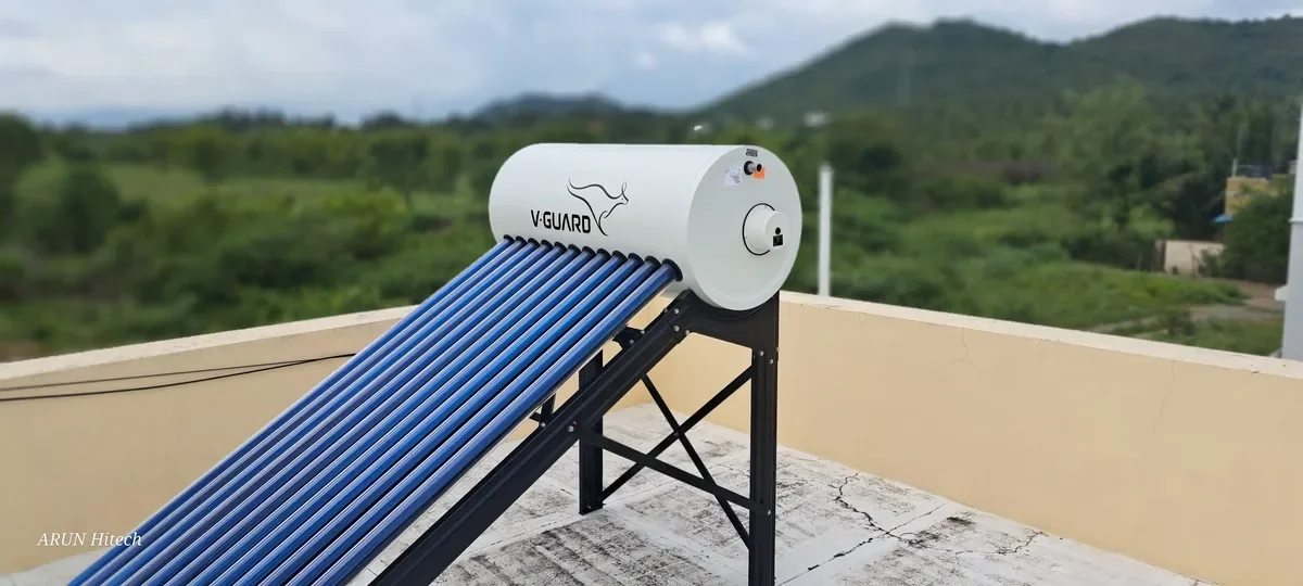 V-Guard solar water heater installation Sulur Tamil Nadu by Arun Hitech
