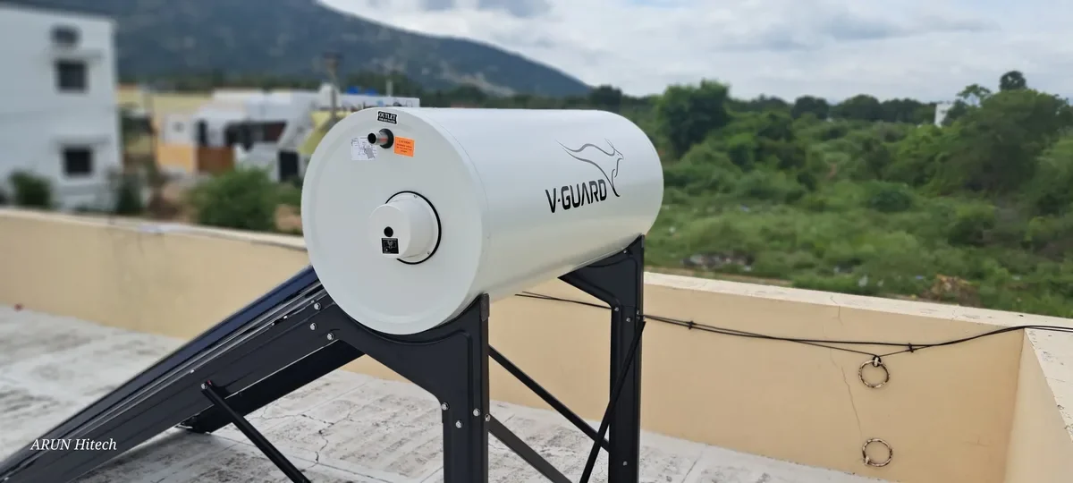 V-Guard solar water heater installation Sulur Tamil Nadu by Arun Hitech