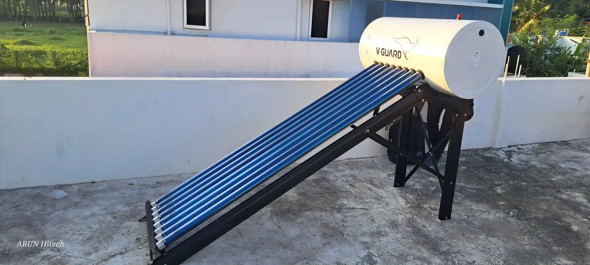 100L solar water heater installation Tiruppur home by Arun Hitech