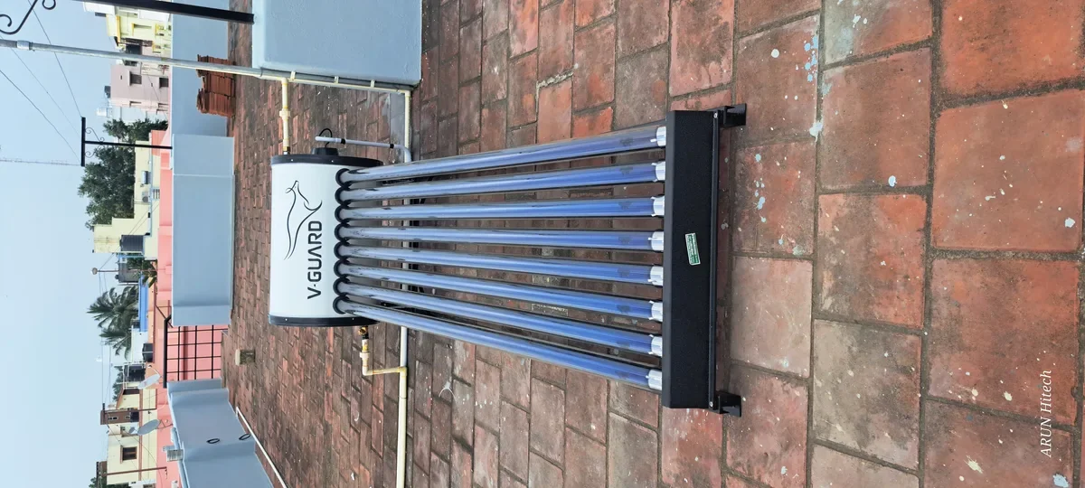 V-Guard TRU HOT 100 DAF solar heater installation Coimbatore by Arun Hitech
