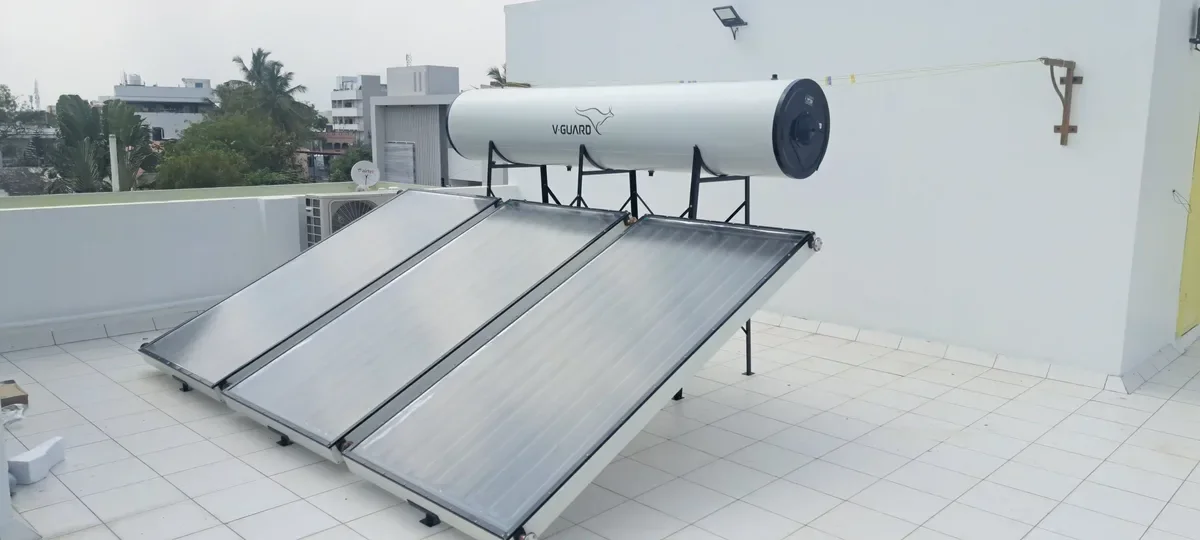 V-Guard solar water heater installation Vilankurichi Tamil Nadu by Arun Hitech