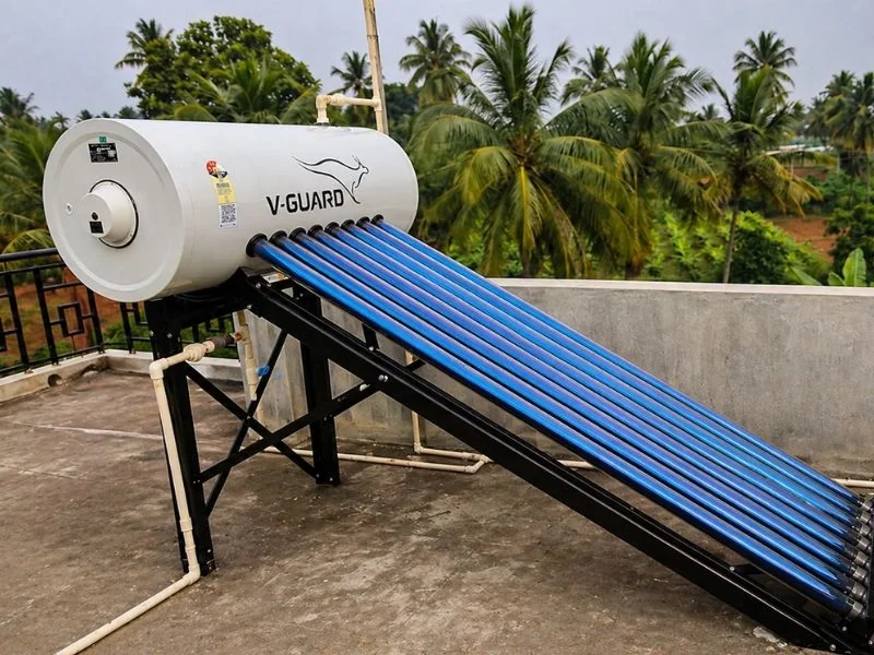 V-Guard TRU HOT 100L solar water heater installed Coimbatore residential