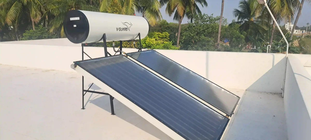 V-Guard FPC solar hot water system Coimbatore installation