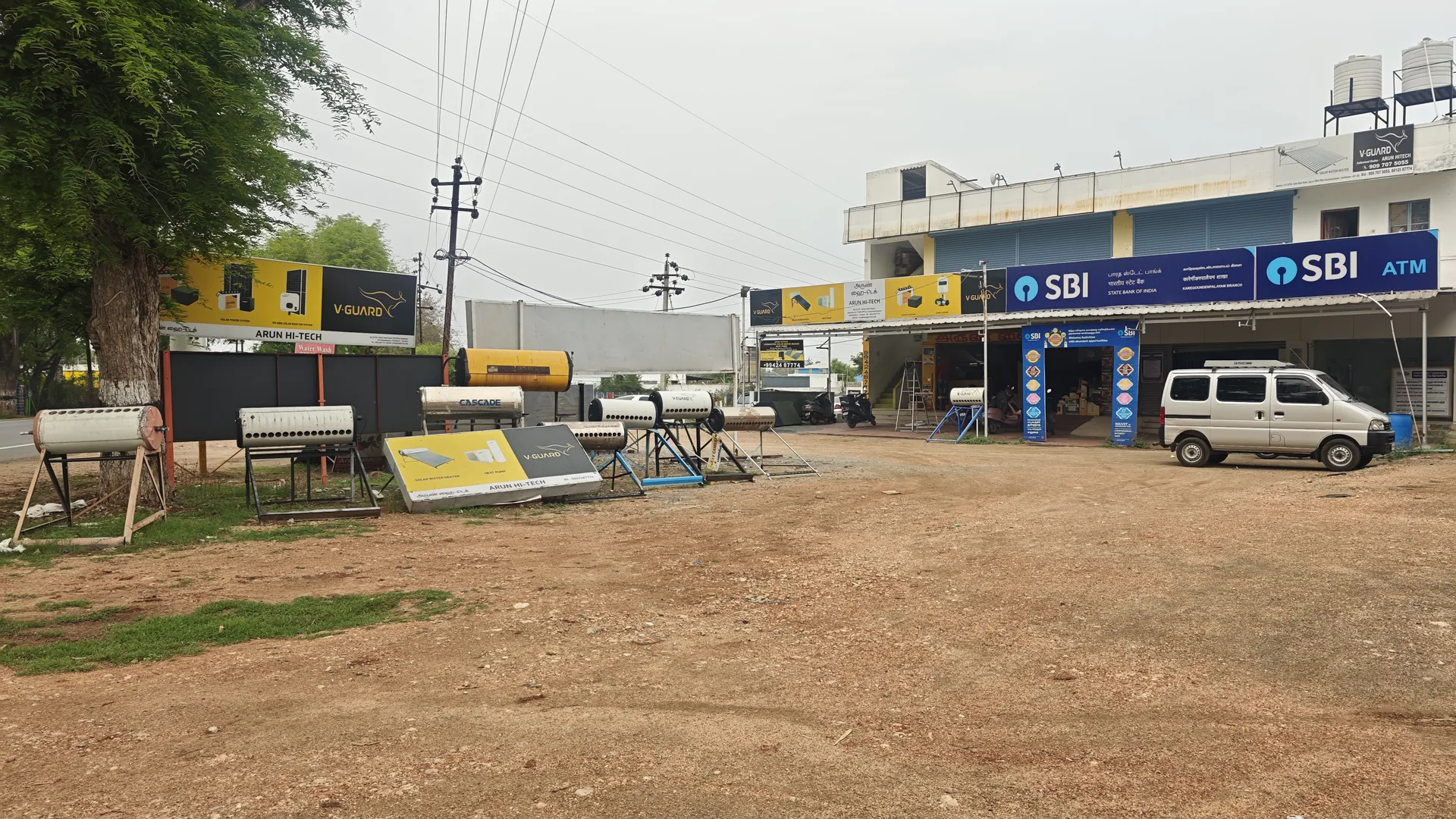 V-Guard solar water heater display shop front Coimbatore — Arun Hitech Kariyampalayam Coimbatore 641653