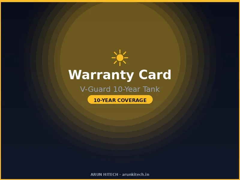 V-Guard solar water heater warranty card Arun Hitech Coimbatore Tamil Nadu